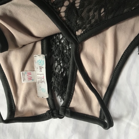 Love, Fire Dark Green Lace Strappy Dress-Size Medium - Picture 4 of 5